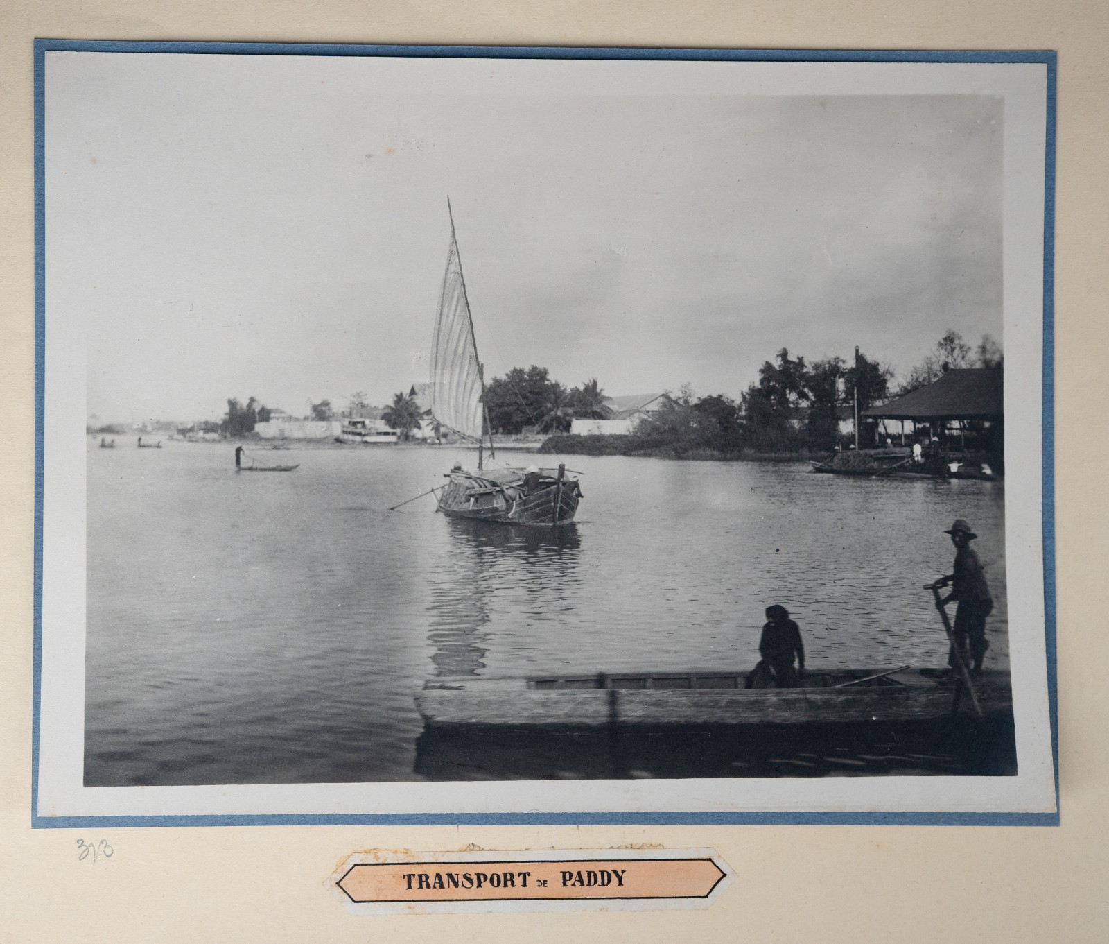 Photo Argentique Indochine Indochine transport de Riz en bateau 18X24cm 1930