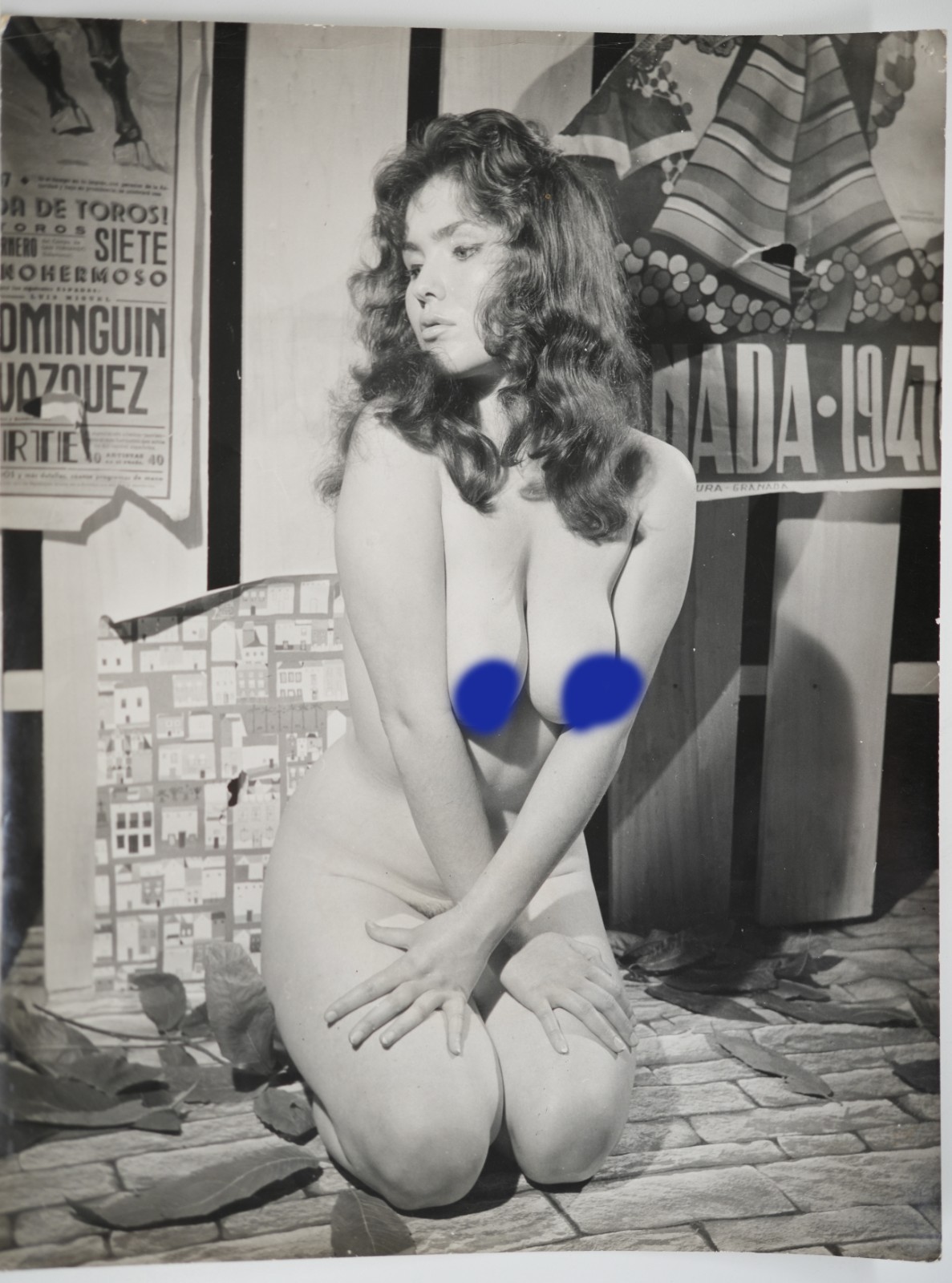 TIRAGE PHOTO ARGENTIQUE FEMME NU NUE FEMININ 1960 TIRAGE POUR MAGAZINE 21X27CM