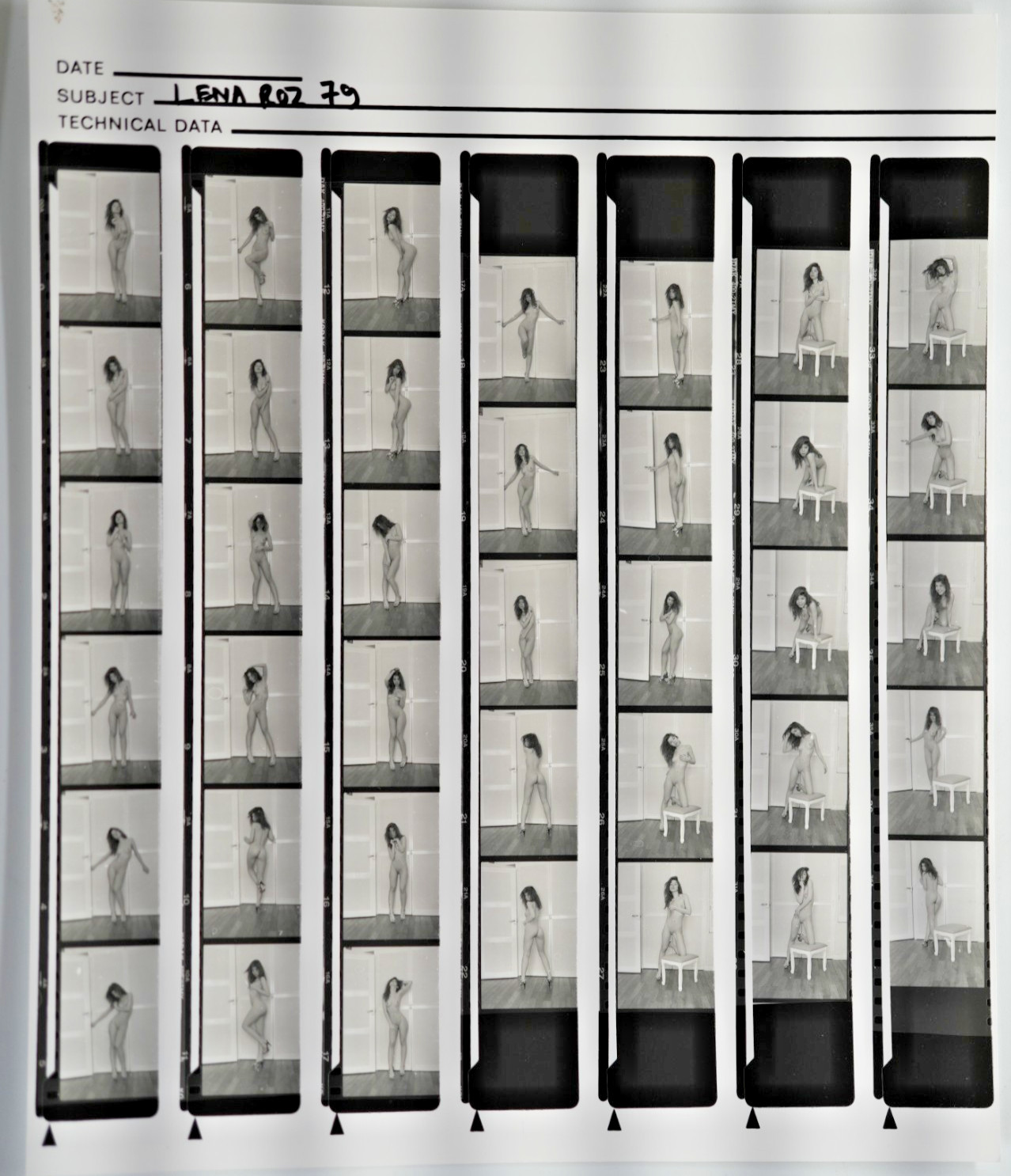 TIRAGE PHOTO Argentique planche contact nu artistique femme nue 24X29cm 1980