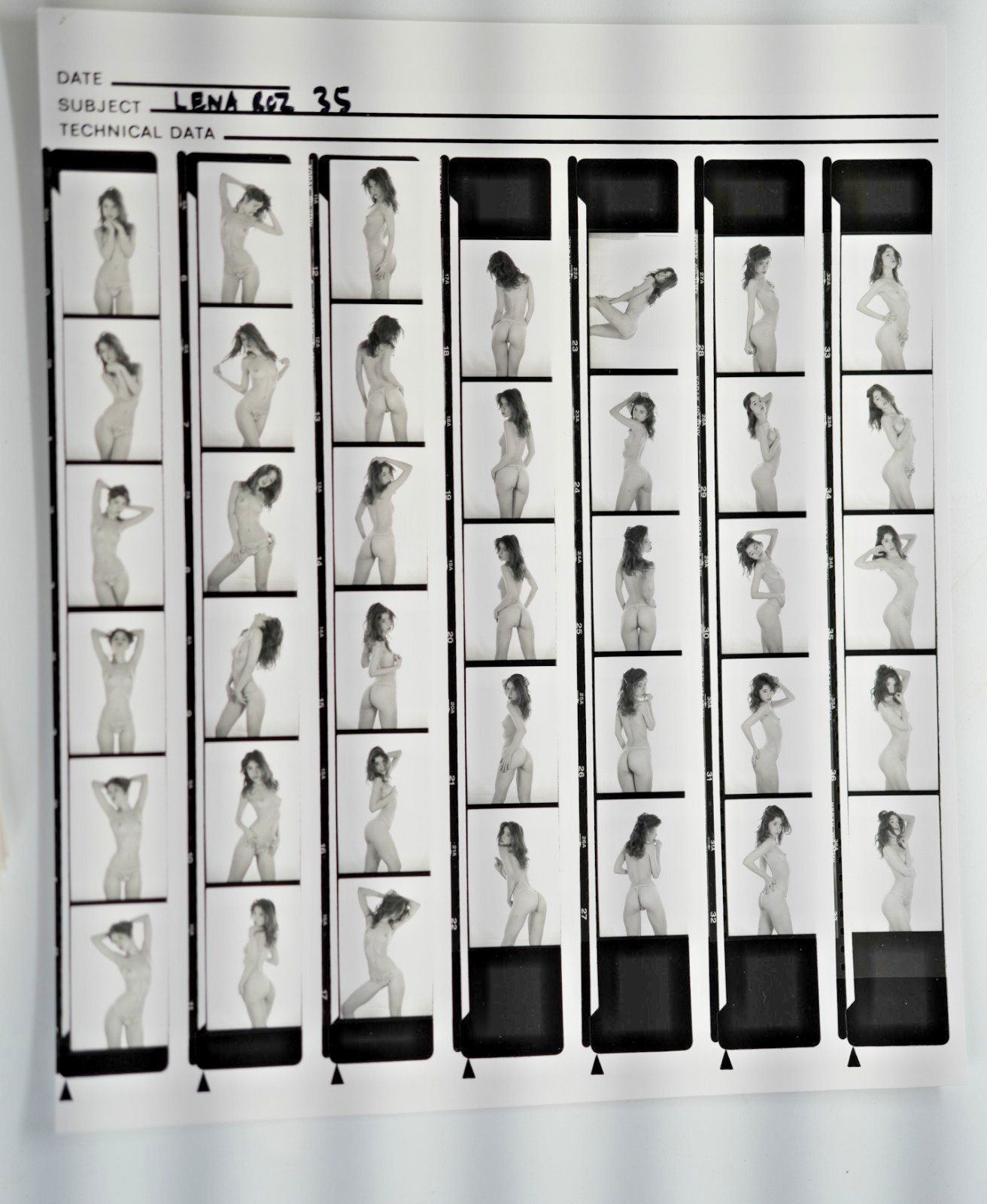 TIRAGE PHOTO Argentique planche contact nu artistique femme nue 24X29cm 1980