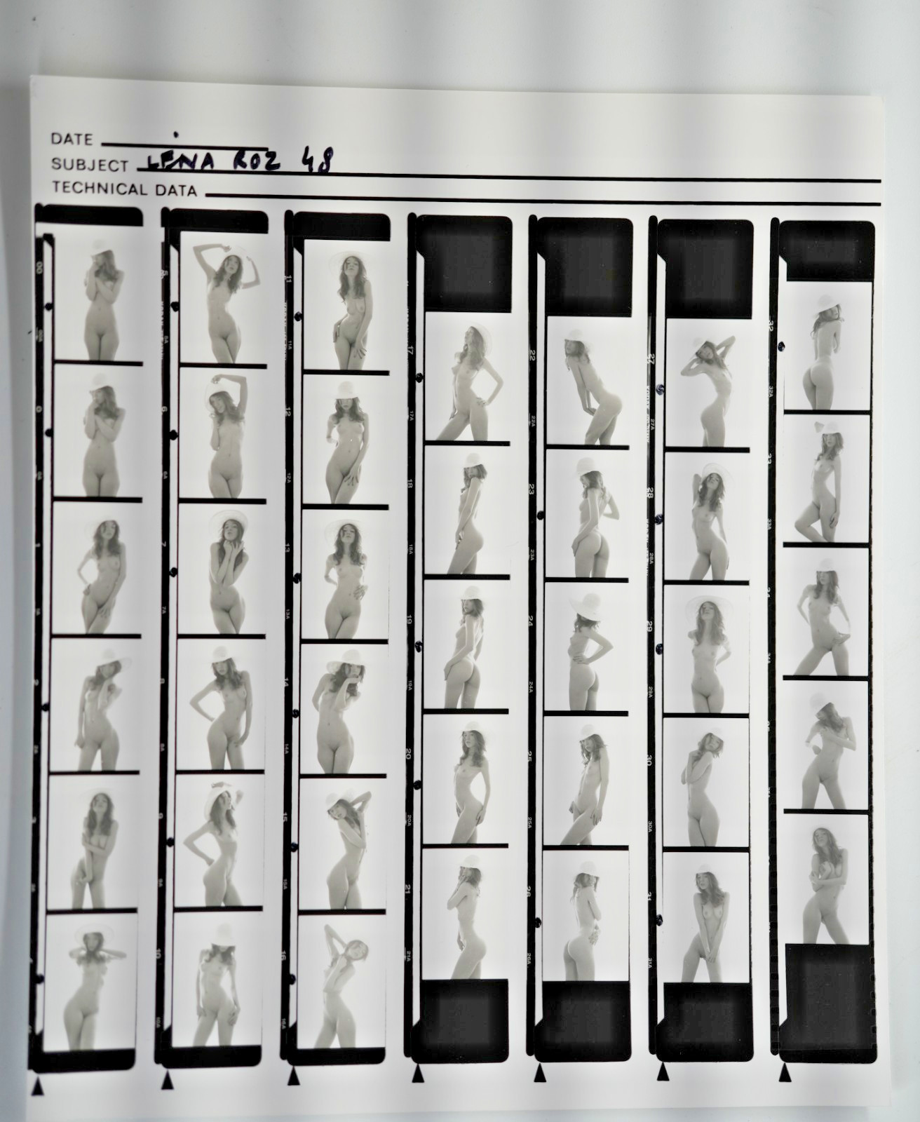 TIRAGE PHOTO Argentique planche contact nu artistique femme nue 24X29cm 1980