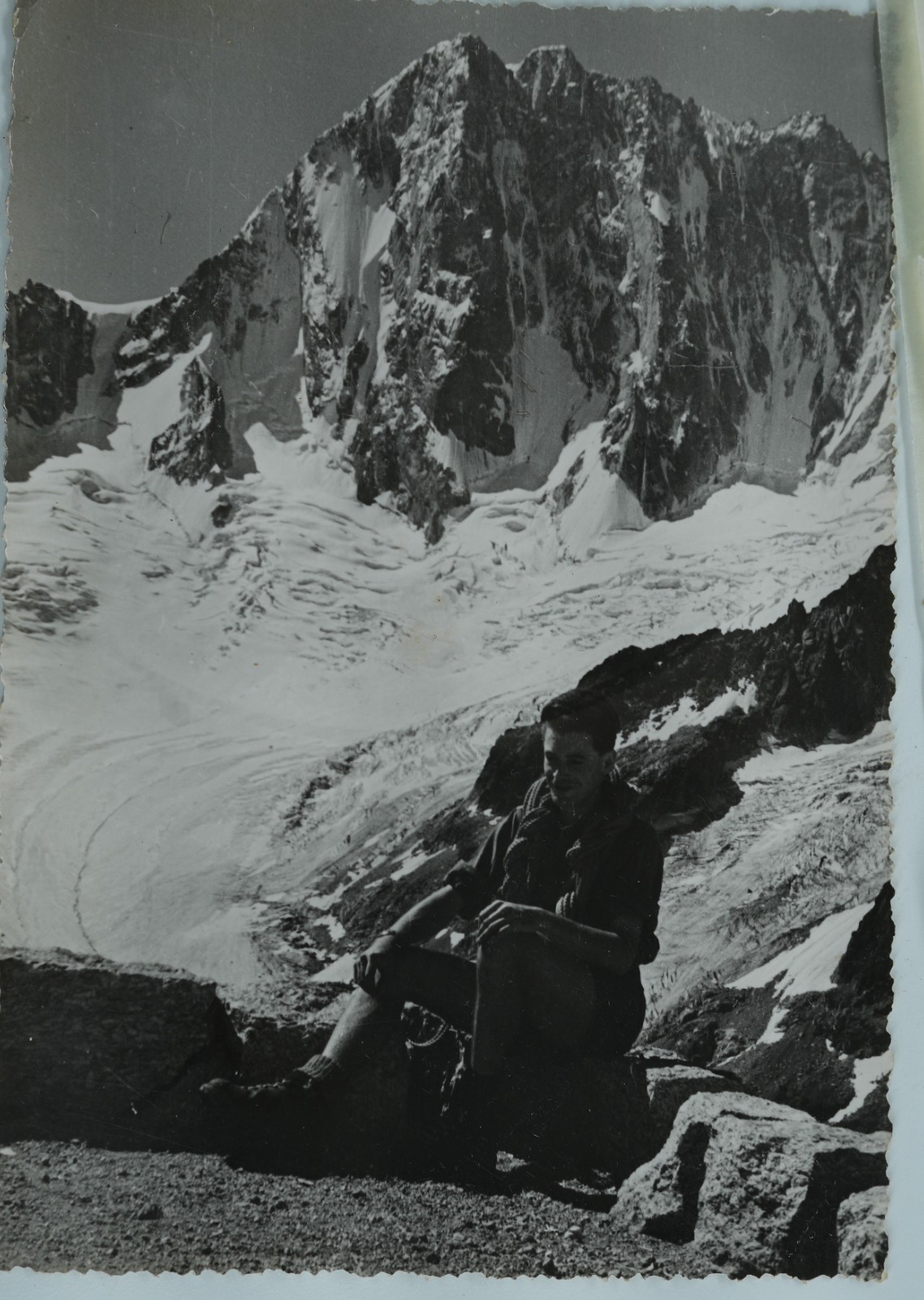 TIRAGE PHOTO Argentique France alpiniste amateur à Chamonix 10x15cm 1940