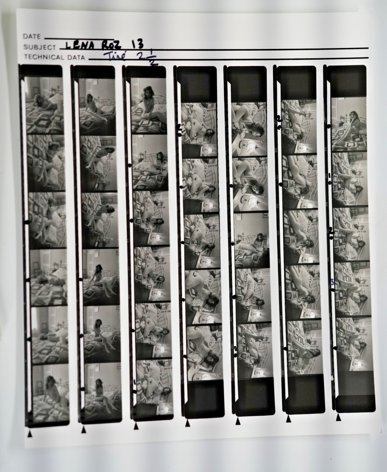TIRAGE PHOTO Argentique planche contact nu artistique femme nue 24X29cm 1980
