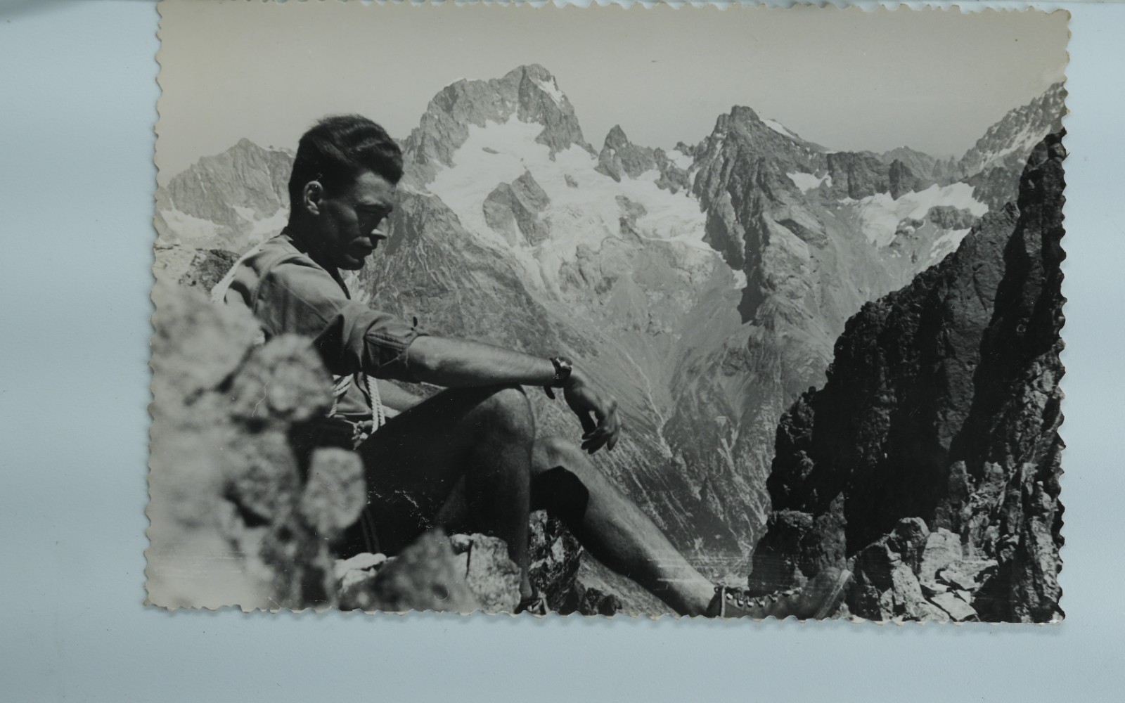 TIRAGE PHOTO Argentique France alpiniste amateur à Chamonix 10x15cm 1940