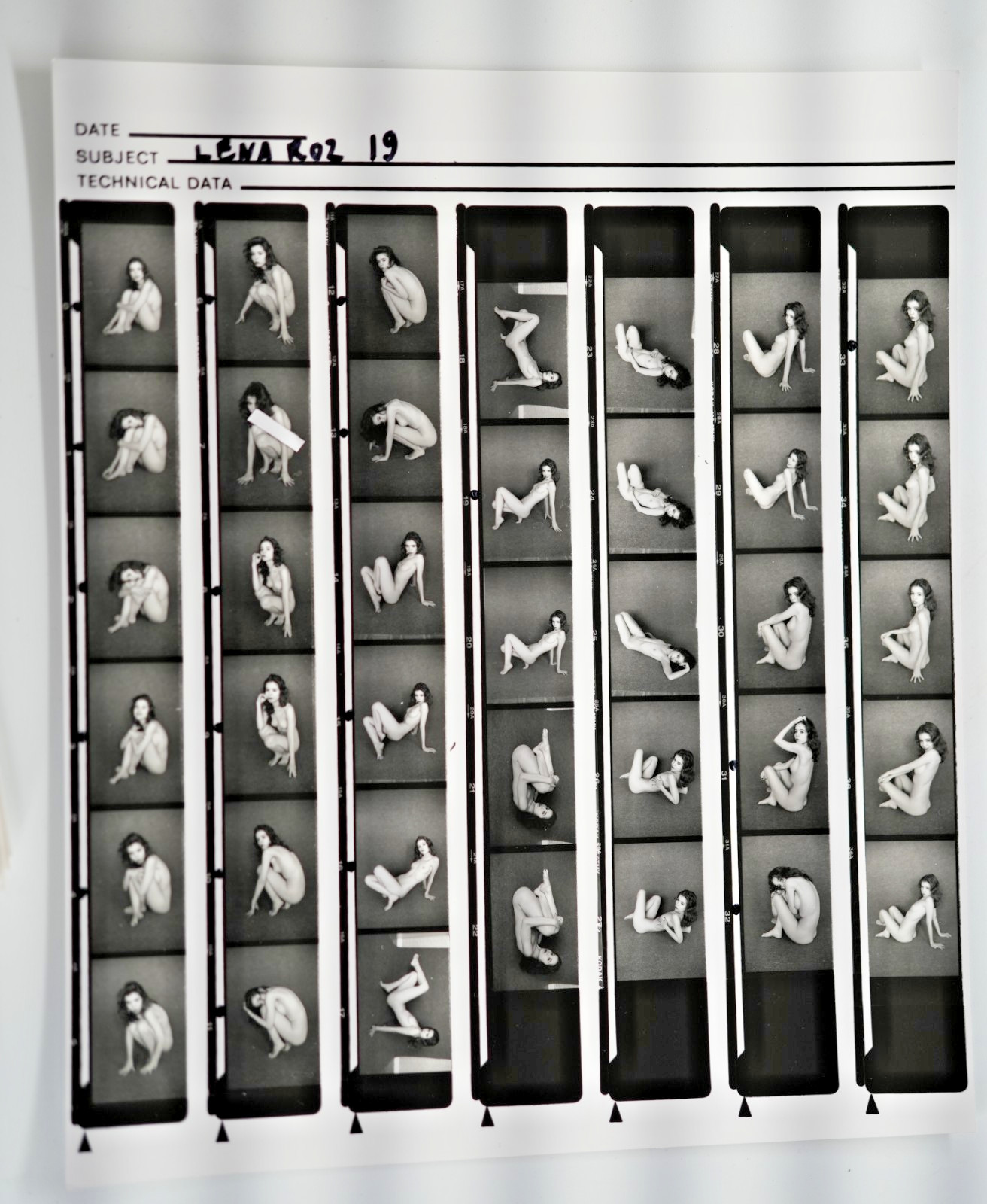 TIRAGE PHOTO Argentique planche contact nu artistique femme nue 24X29cm 1980