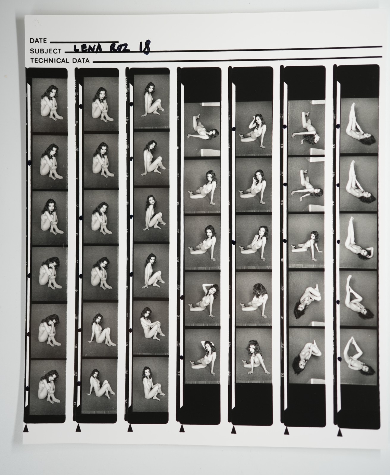 TIRAGE PHOTO Argentique planche contact nu artistique femme nue 24X29cm 1980