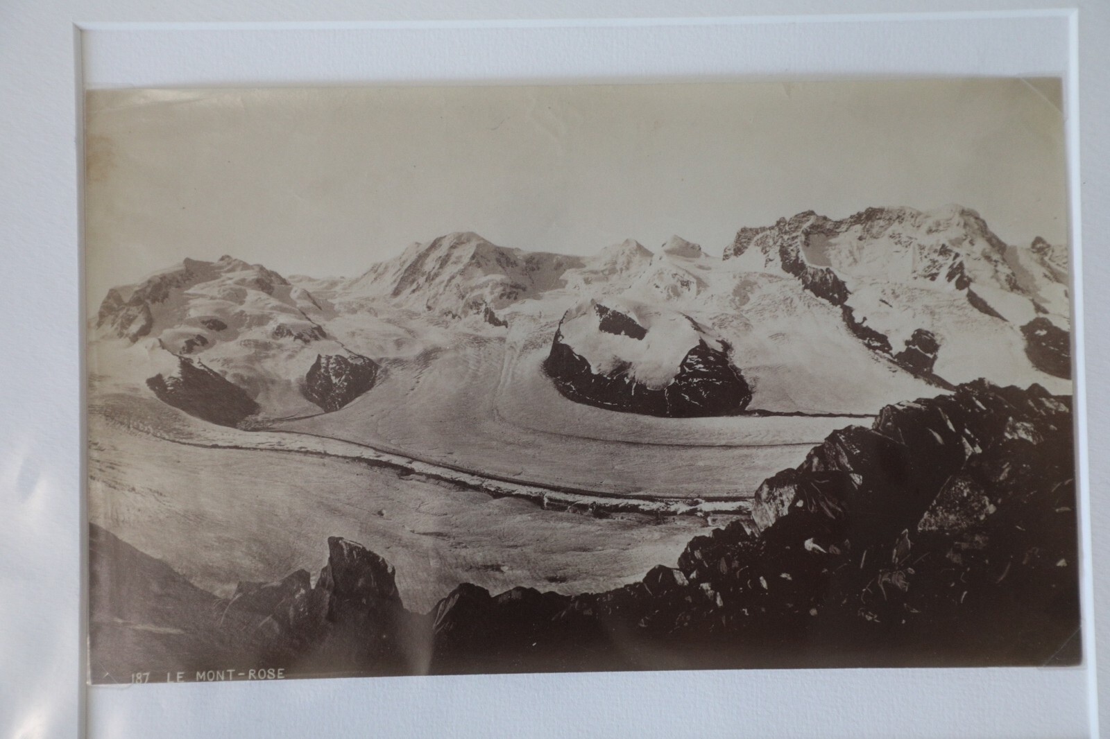 TIRAGE PHOTO Suisse Mont Rose albumine 1880 13X22cm
