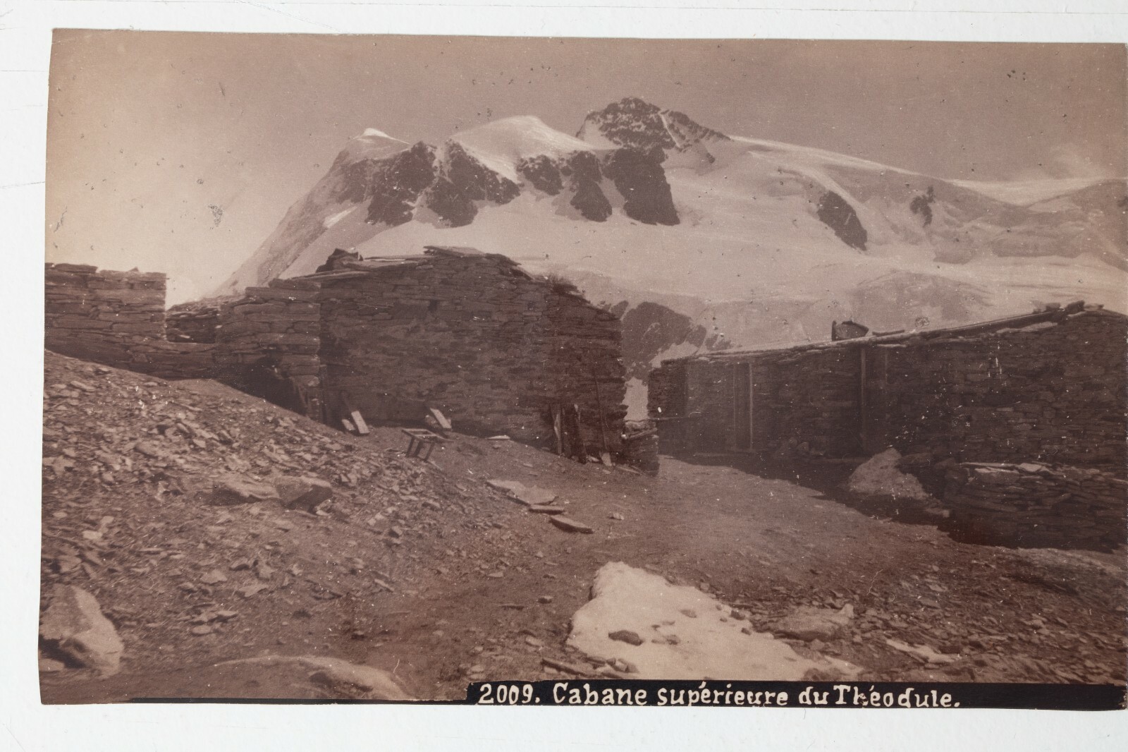 photo albumine suisse 10x15cm montagne Col du Saint-Théodule CABANE 1880