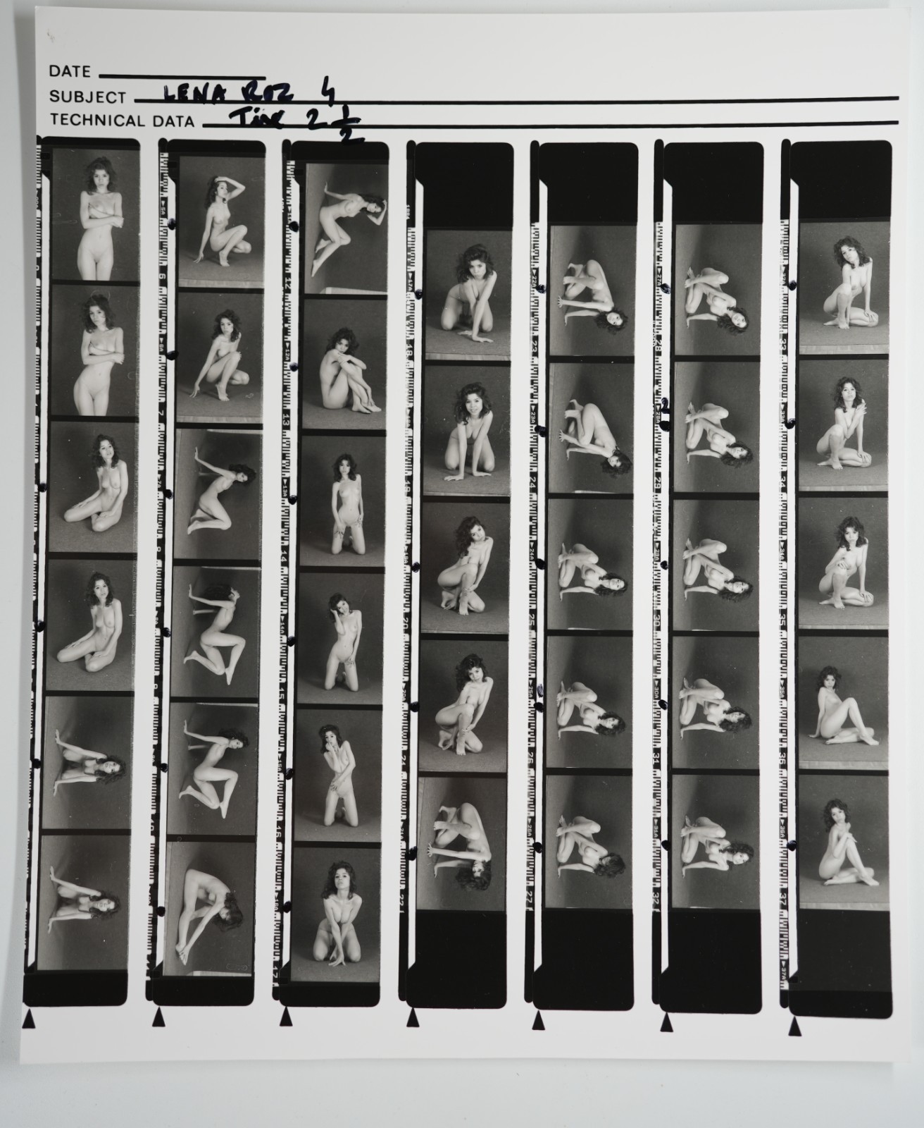 TIRAGE PHOTO Argentique planche contact nu artistique femme nue 24X29cm 1980