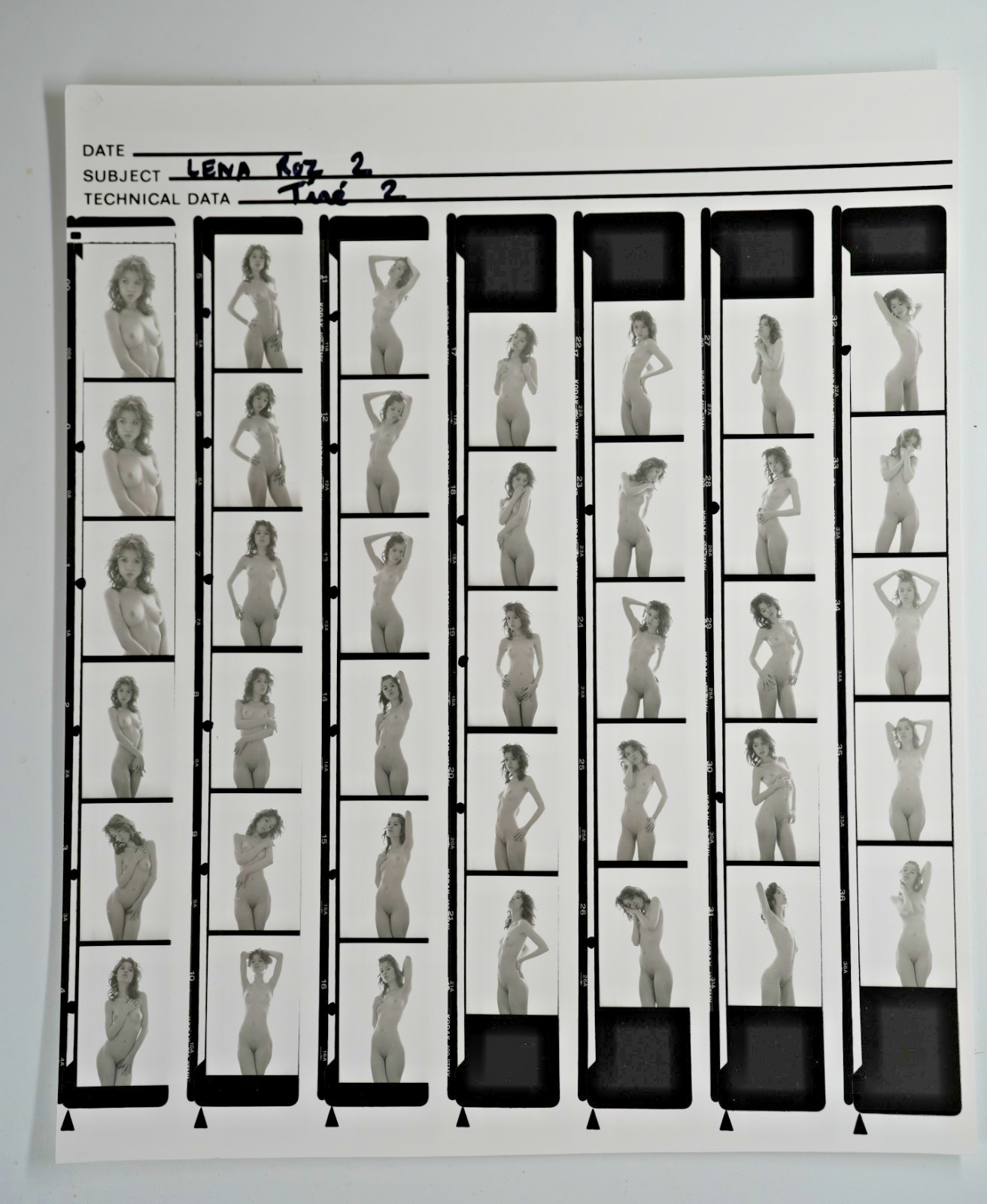 TIRAGE PHOTO Argentique planche contact nu artistique femme nue 24X29cm 1980