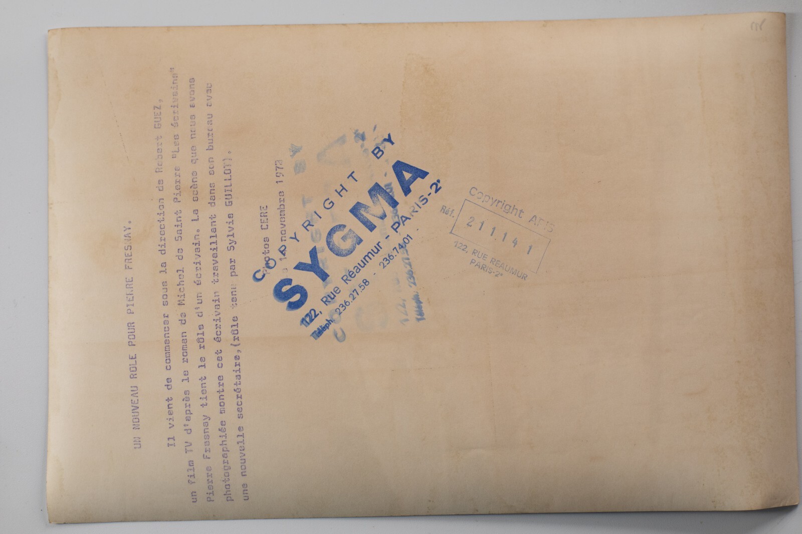 TIRAGE PHOTO DE PRESSE TAMPON AGENCE Sygma 1970 Pierre Fresney 20X30cm – Image 2