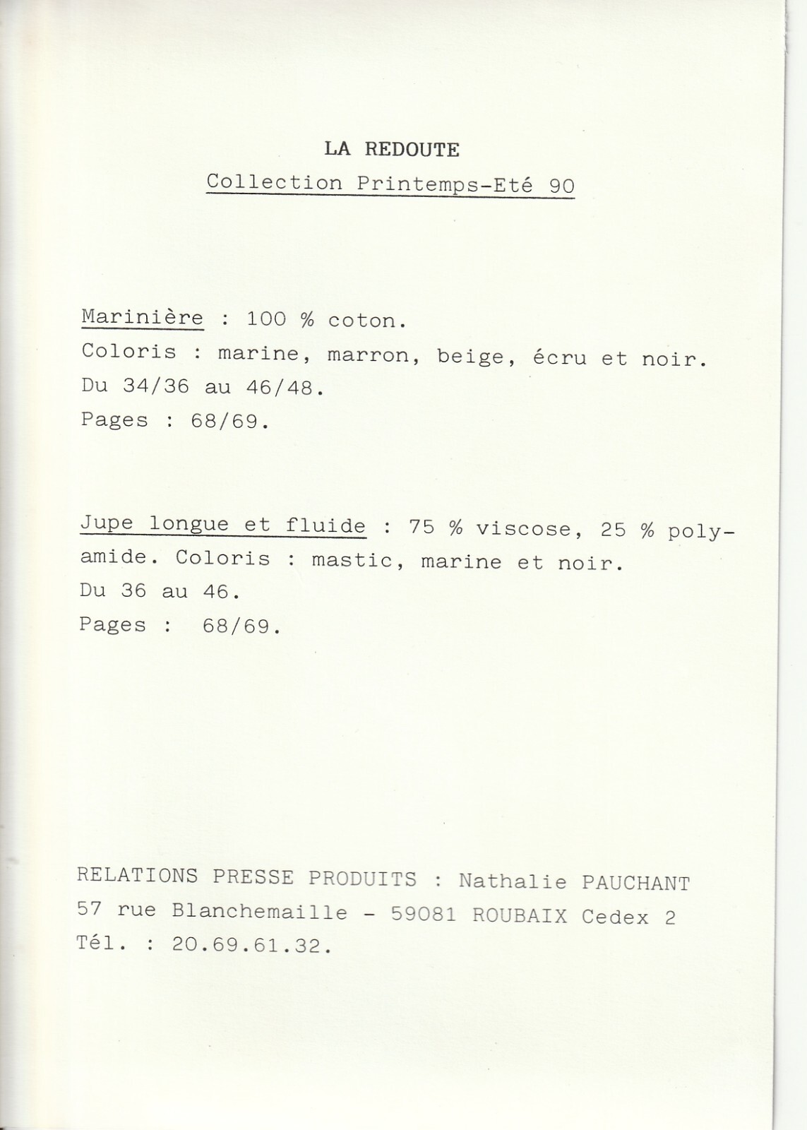 PHOTO Argentique LA REDOUTE MODE FEMME JUPE 1990 SERVICE DE PRESSE 13X19cm – Image 2